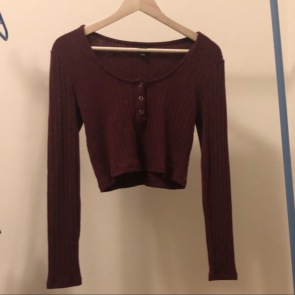 Wild Fable Maroon Knitted Crop Top